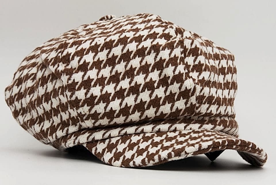 Kadın Kazayağı Desen Yün Kasket Şapka