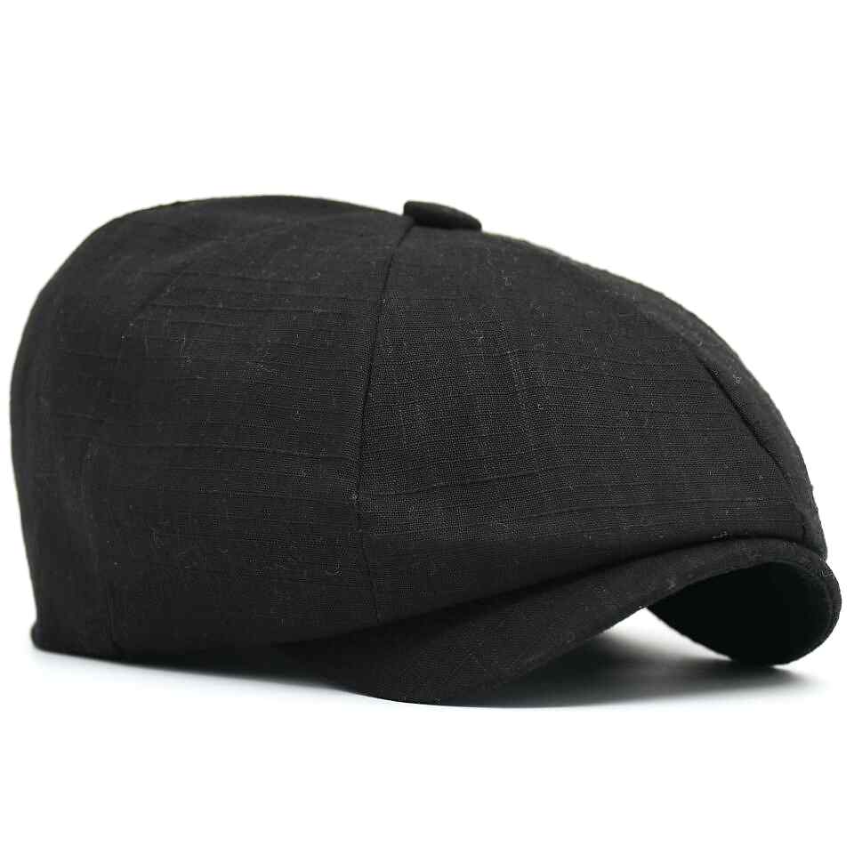 Ingiliz Stili London Yazlık Kasket Keten Siyah Şapka