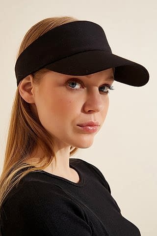 Unisex Uv Koruyucu Vizör Kasket Siperlik Tenis Şapka Siyah