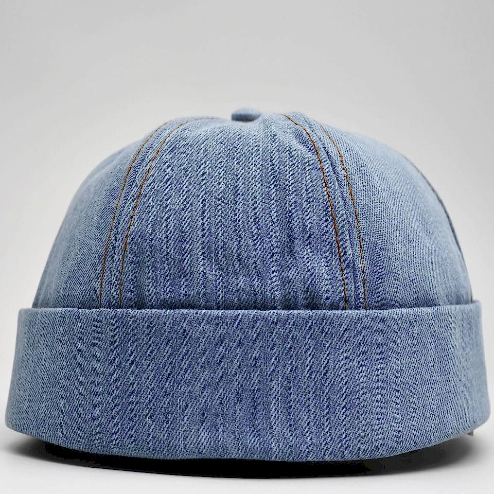 Urban Açık Mavi Docker Şapka - Sipersiz Denim %100 Pamuk Kep