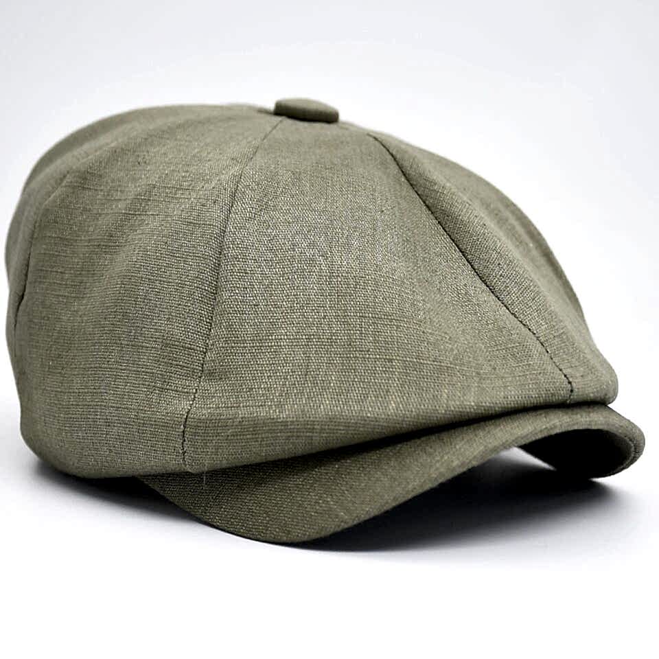 Ingiliz Stili London Yazlık Kasket Keten Kum Beji Şapka