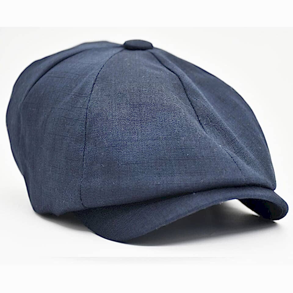 Ingiliz Stili London Yazlık Kasket Keten Lacivert  Şapka